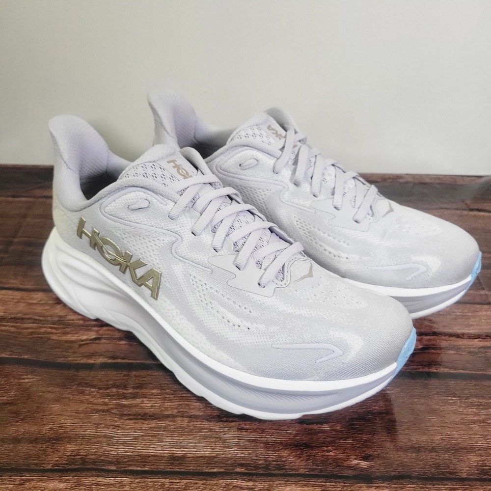 Hoka Clifton 10 Womens Running Shoes Foggy Grey/ White 1162031 AYF Size 10B